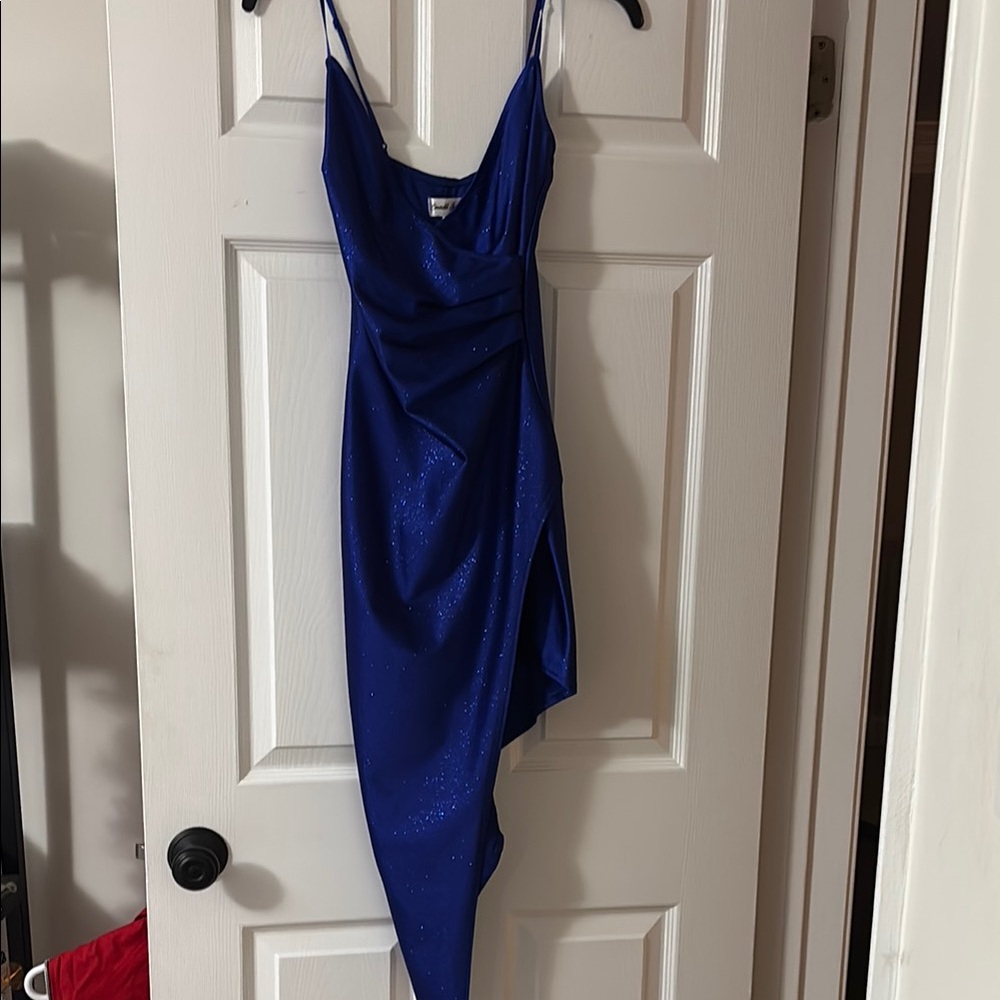 Emerald Sundae Blue Ruched Slip Dress